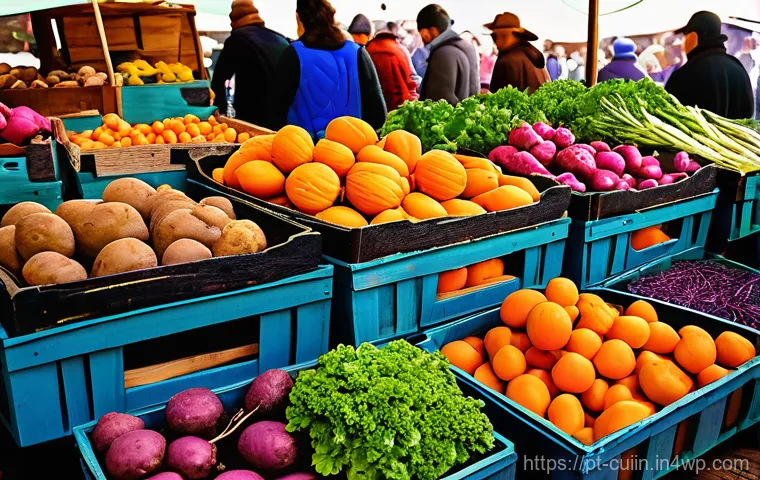 신선한 재료로 만드는 채식 스튜 레시피 - Image Prompt 1: The Abundance of a Portuguese Local Market**