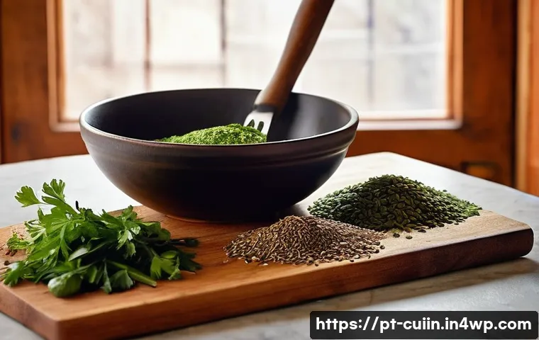 채식 요리의 풍미를 높이는 조리 기술 - **Prompt 1: The Alchemy of Herbs and Spices in a Portuguese Kitchen**
"A close-up shot of a vibr...